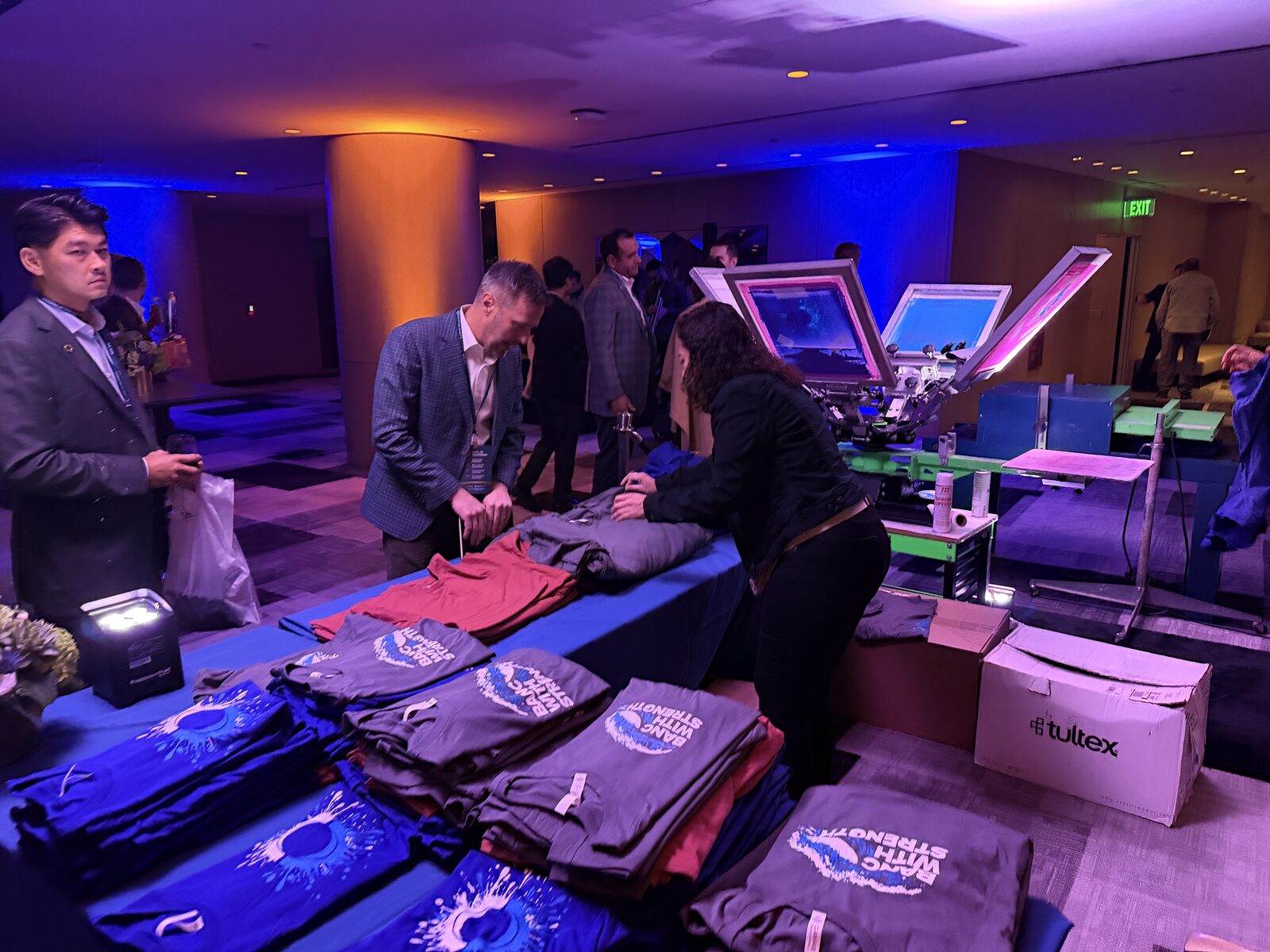 Corporate event merch activation with live decoration stations